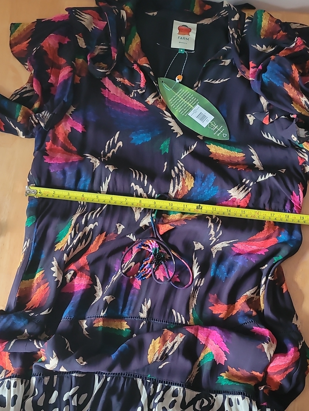 Farm Rio Black Macaws Flight Ankle Dress - Picture 12 of 16